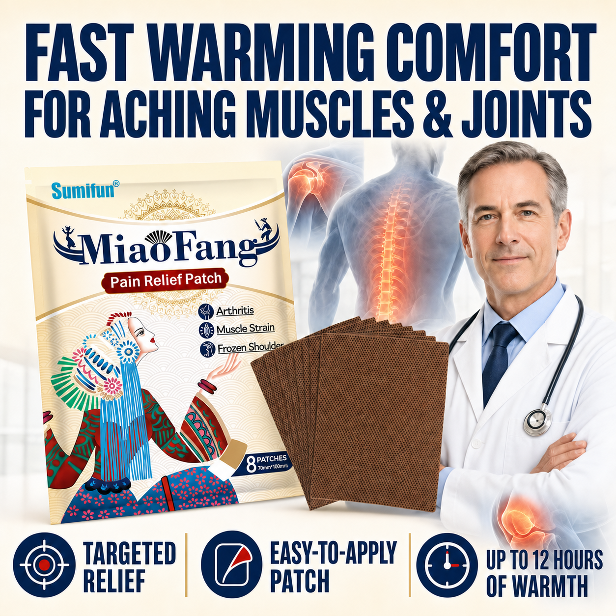Pain Relief Patch — Warming Herbal Patches for Back, Muscle & Joint Comfort-CU