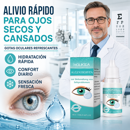 Gotas Oculares Hidratantes HOUKEA – Confort Refrescante para Ojos Secos, Rojos y Cansados-CU