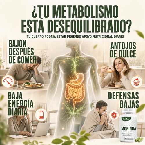 Cápsulas de Extracto de Hoja de Moringa Docteat – Apoyo Metabólico, Inmunitario y Energético Diario-CU