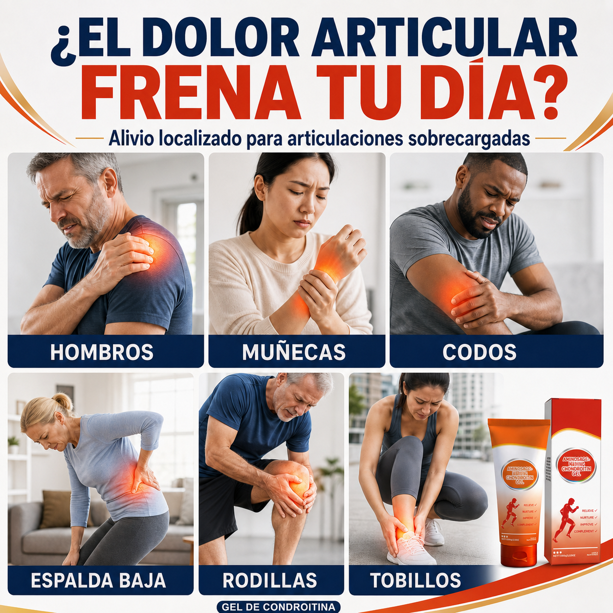 Gel de Condroitina para Articulaciones – Gel Refrescante de Rápida Absorción para Rodillas, Hombros y Espalda-CU
