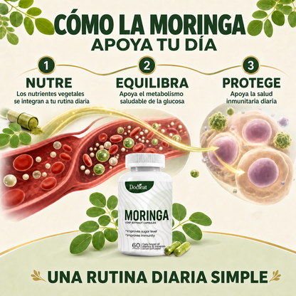 Cápsulas de Extracto de Hoja de Moringa Docteat – Apoyo Metabólico, Inmunitario y Energético Diario-CU