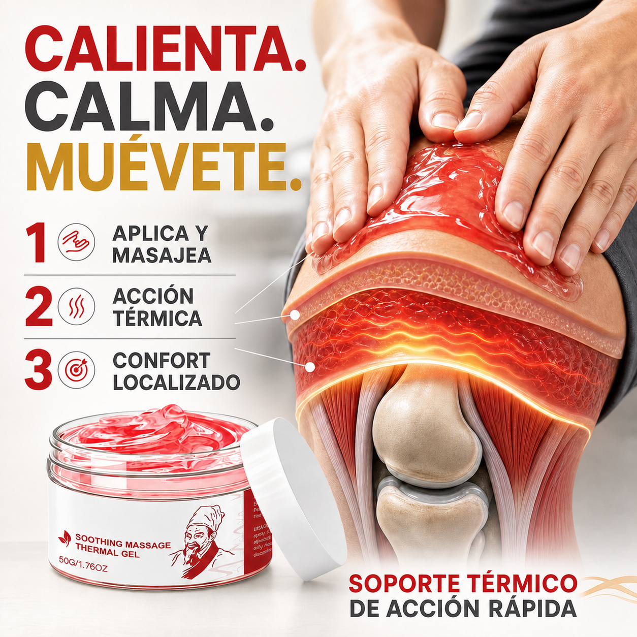 Gel Térmico para Masaje Muscular y Articular | Soothing Massage Thermal Gel-CU