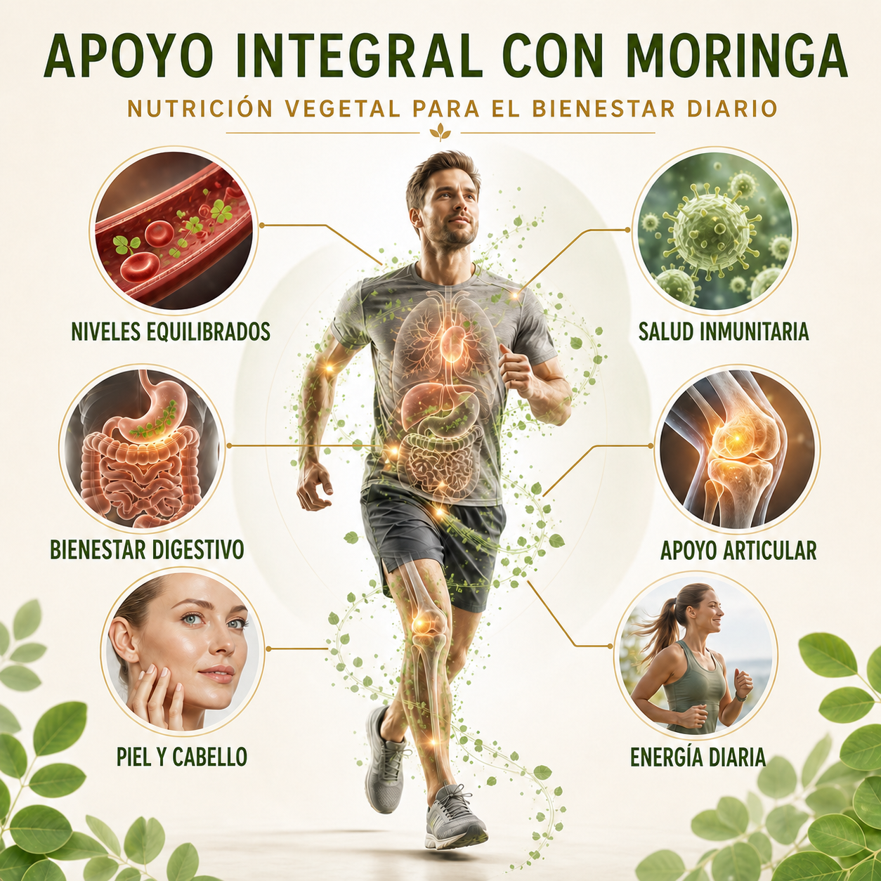 Cápsulas de Extracto de Hoja de Moringa Docteat – Apoyo Metabólico, Inmunitario y Energético Diario-CU