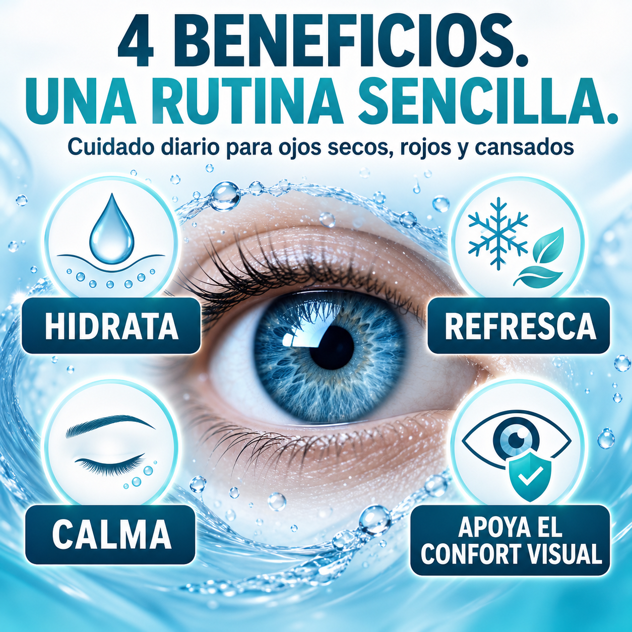 Gotas Oculares Hidratantes HOUKEA – Confort Refrescante para Ojos Secos, Rojos y Cansados-CU