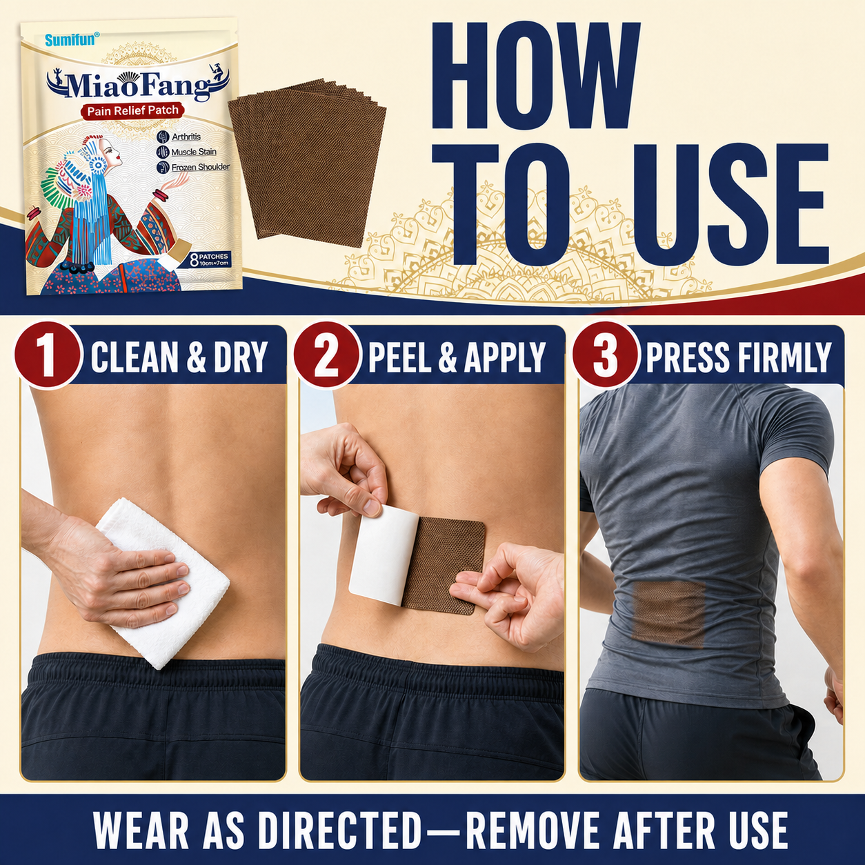 Pain Relief Patch — Warming Herbal Patches for Back, Muscle & Joint Comfort-CU