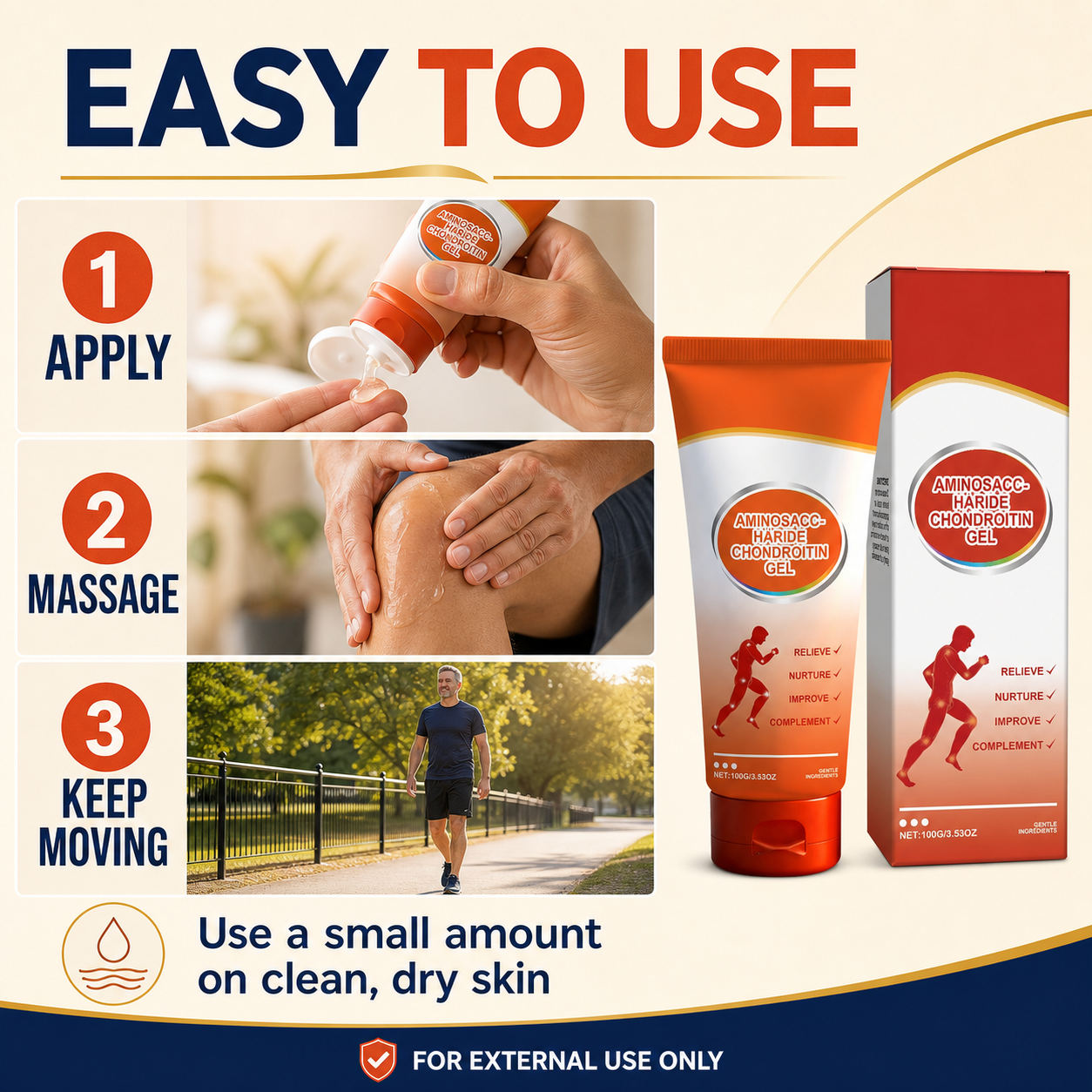 Chondroitin Joint Comfort Gel – Fast-Absorbing Cooling Massage Gel for Knees, Shoulders, Back & More-CU