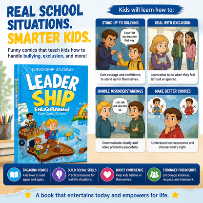 A fun comic book that helps kids learn confidence, communication, kindness, and how to handle difficult social situations-YQ