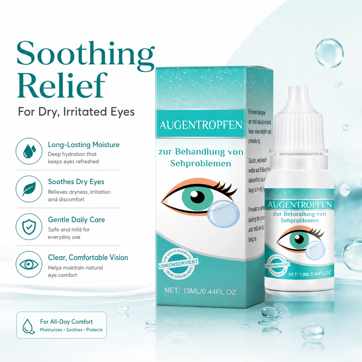 Professional Ophthalmic Care Eye Drops – Advanced Hydration for Dry, Irritated & Tired Eyes  -$AC