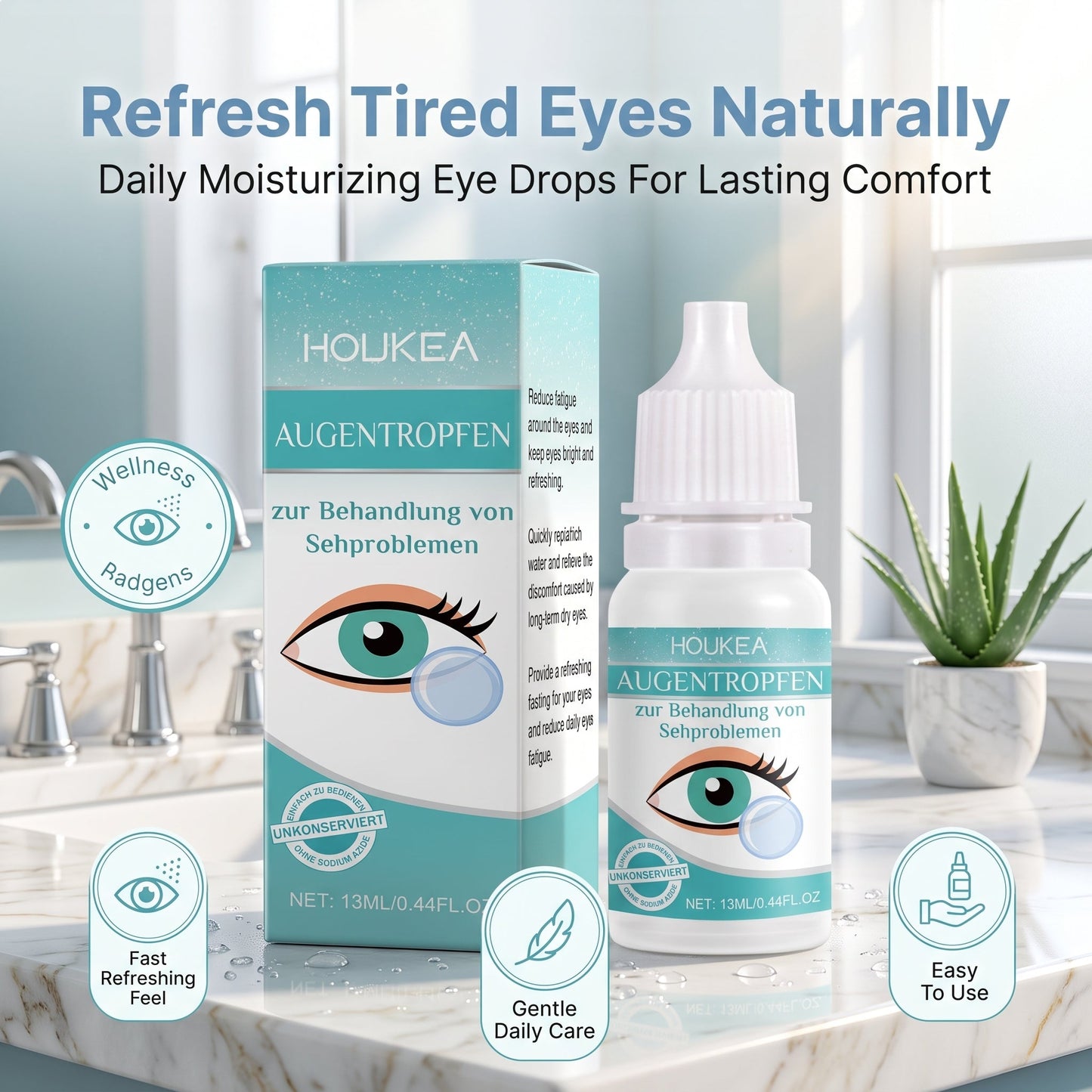 Professional Medical Eye Drops - Hydrating Eye Care Solution for Dry Eyes, Irritation & Eye Fatigue-CU